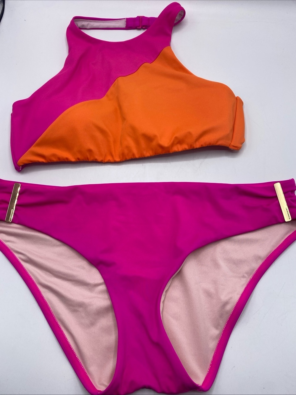 Victoria’s Secret Colorblock Neon 2 Piece Bikini Buckle Swimsuit Med / LG